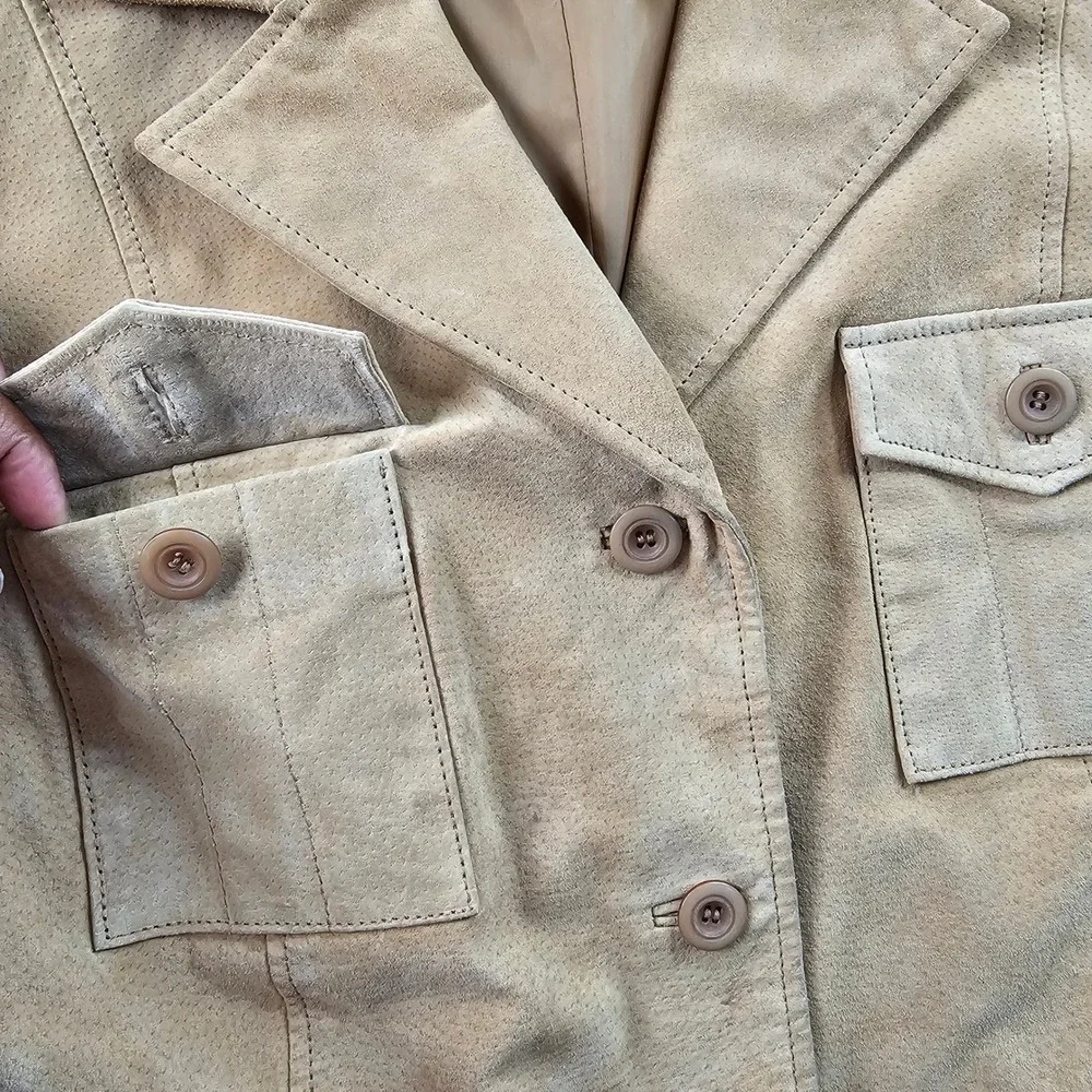 Lane Bryant Leather Jacket Womens 18/20 Brown Outer Shell Notch Lapel Button-Up - Picture 10 of 14